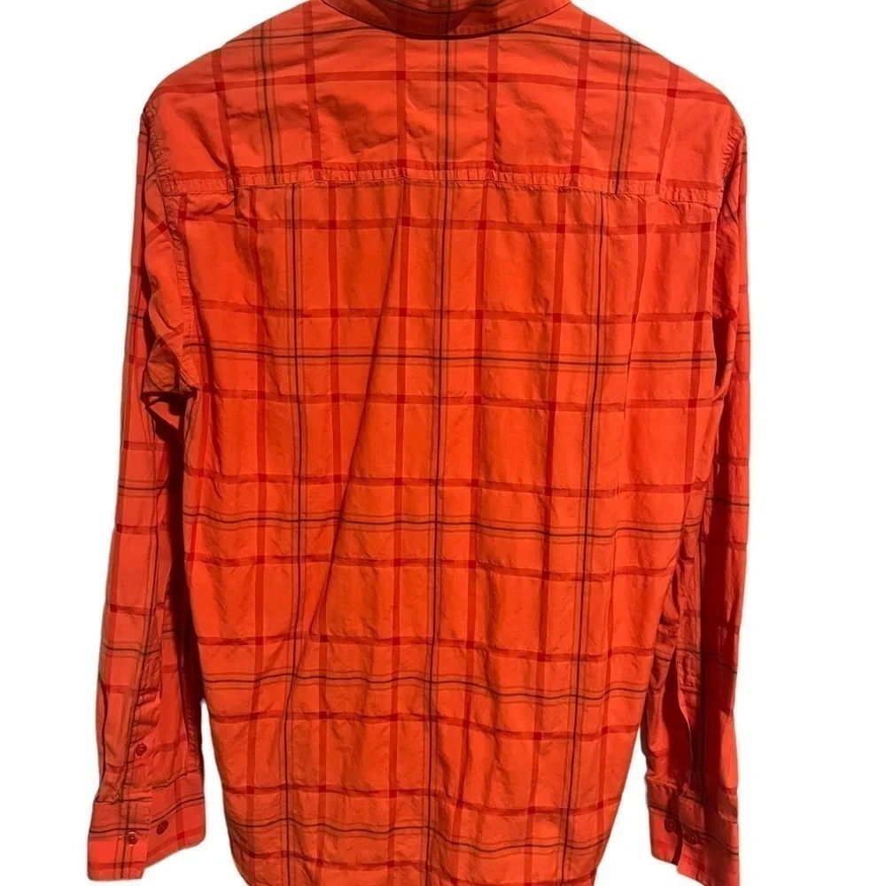 Armani Exchange Men's Orange Plaid Button Down Shirt Small